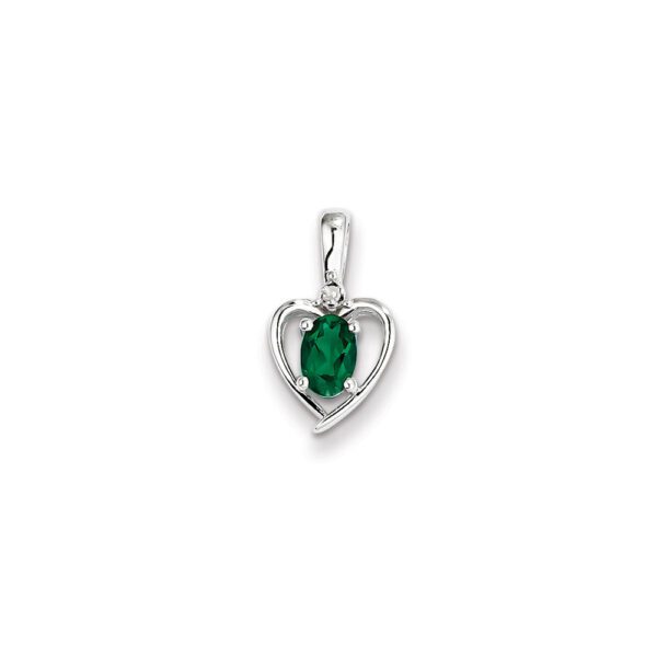 heart birthstone necklace in May emerald