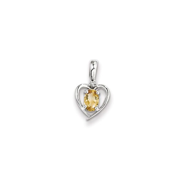 heart birthstone necklace in November citrine