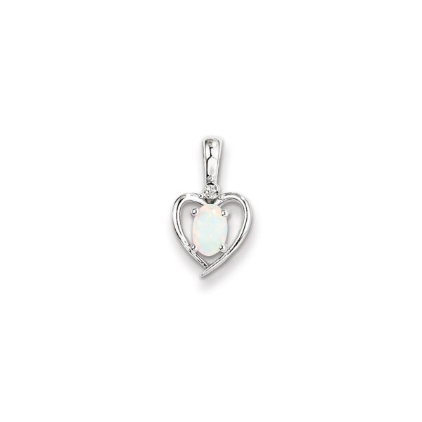 heart birthstone necklace in October opal