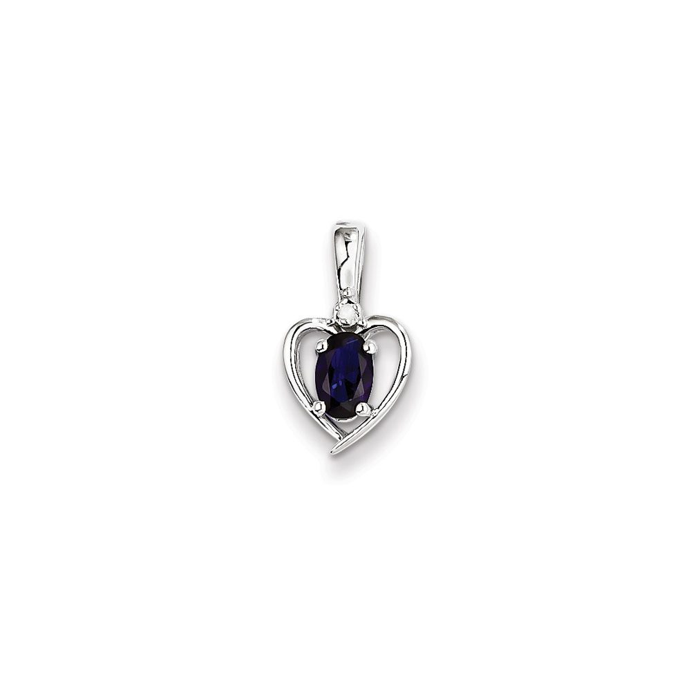 heart birthstone necklace in September blue sapphire