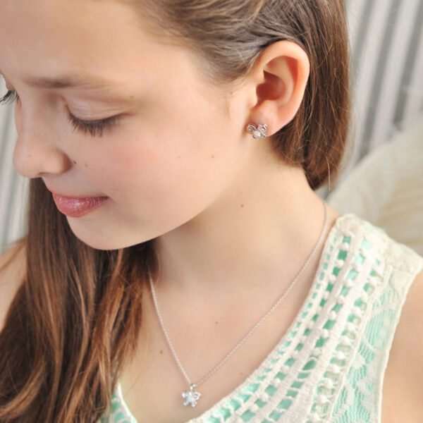 silver butterfly earrings for girls
