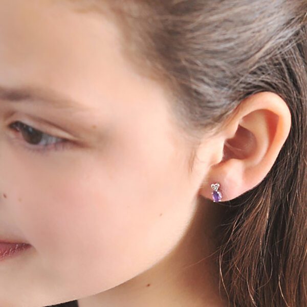 silver diamond heart earrings for kids