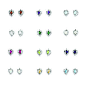 silver heart diamond earrings for kids and teens