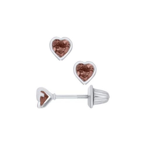 silver heart earrings with screwbacks