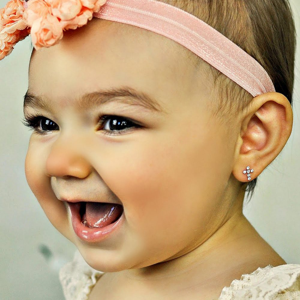 14K Gold Cross Earrings for Babies and Kids - BeadifulBABY