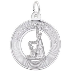 Confirmation charm in sterling silver rhodium.