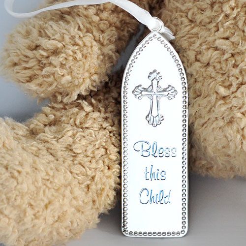 Bless this child engravable christening plaque