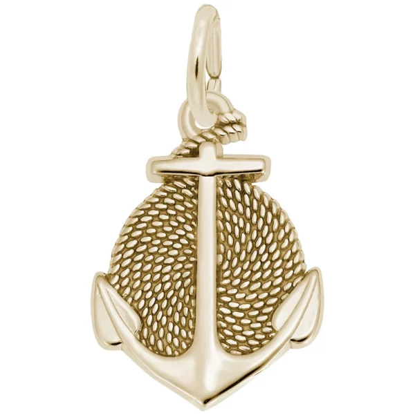 Rope circle anchor charm in gold-plate