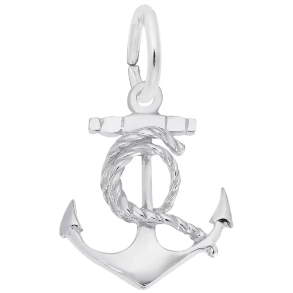 Ships anchor charm in sterling silver rhodium