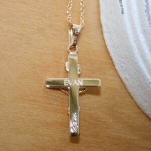 Engraving examples cross necklace.