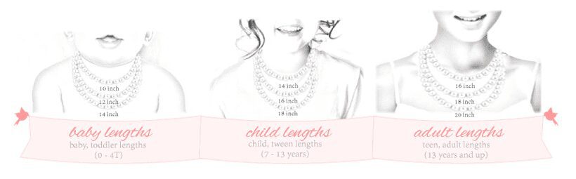 Create-A-Pearl pearl necklace sizes for baby and kids.