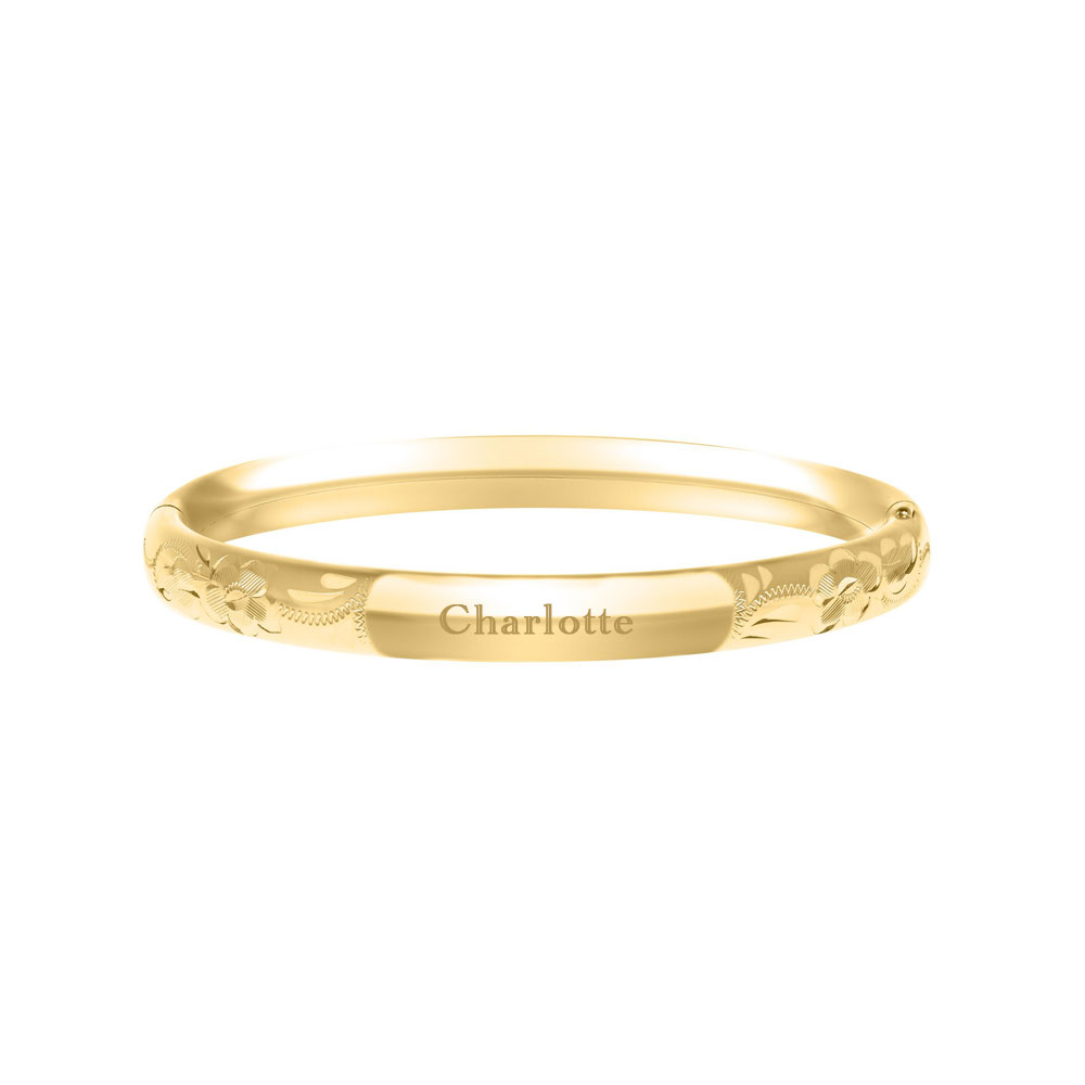 Size 4.5 baby bangle bracelet in gold.