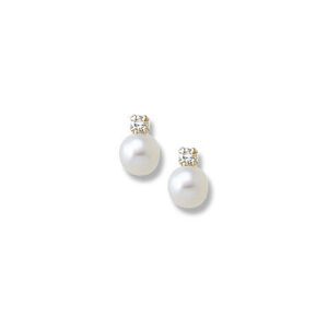 Diamond pearl earrings in your choice of white or pink pearls.