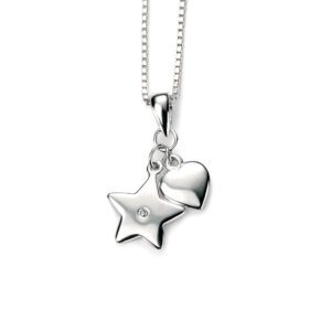 Heart and Star Pendant Necklace for little girls.