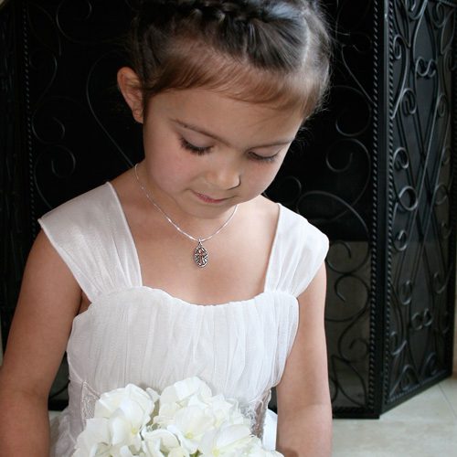 Ornate First Communion Cross Necklace.