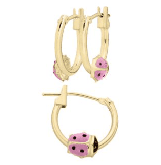 Pink ladybug hoop earrings for girls birthday.