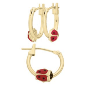 Red ladybug hoop earrings for girls.