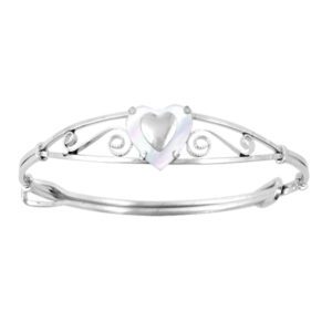 Sterling silver heart bangle bracelet.