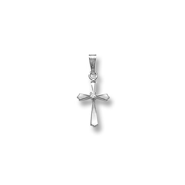 White gold diamond cross pendant necklace.