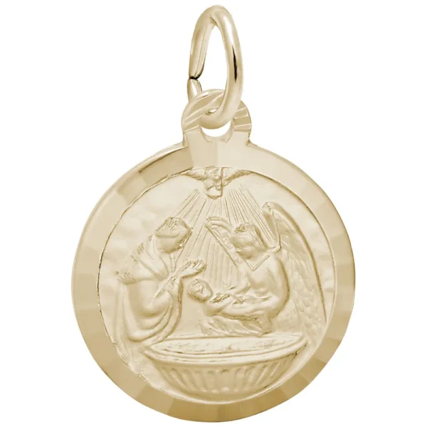 Baptism christening charm for baby's christening in gold-plate.