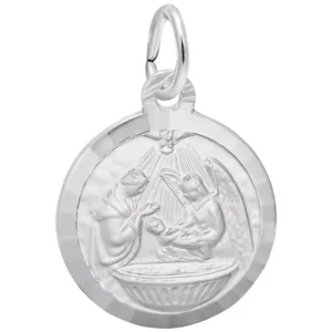 Baptism christening charm for baby's christening in silver.