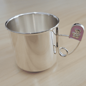 Sterling silver baby cup for girls.