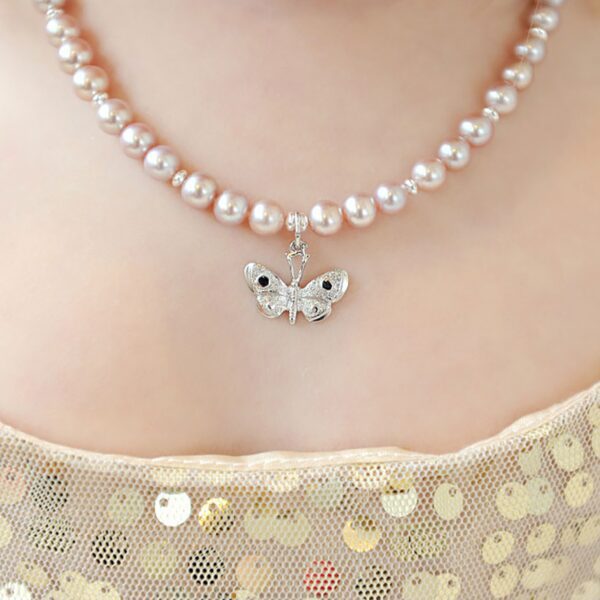 butterfly pearl necklace for girls