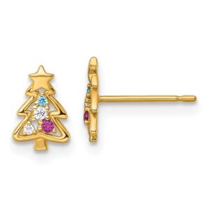 Gold Christmas tree earrings for girls