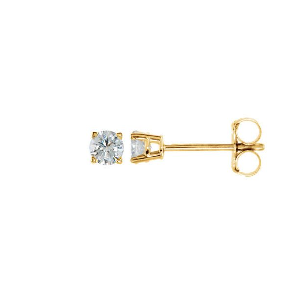 Gold diamond stud earrings.