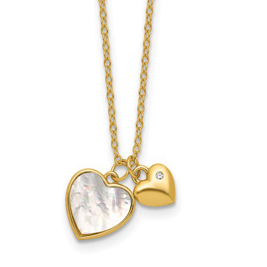 Mother of pearl gold heart Margot necklace in gold