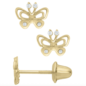 Gold butterfly earrings for girls and baby