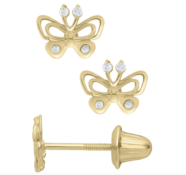 Gold butterfly earrings for girls and baby