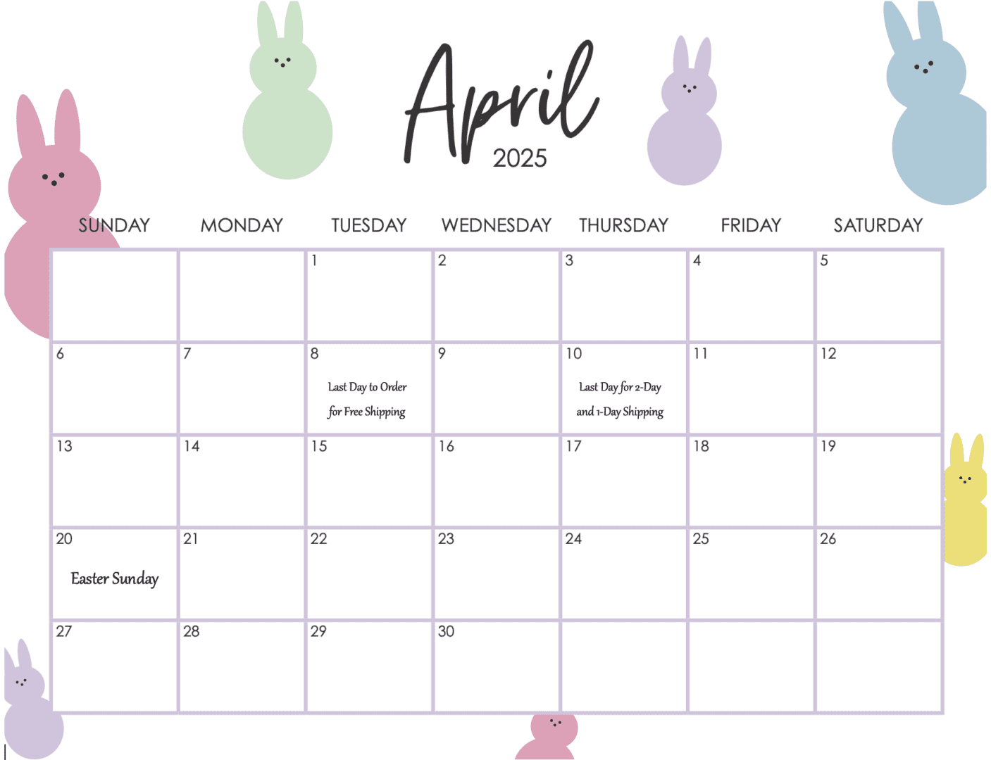 BeadifulBABY 2025 Easter Shipping Schedule