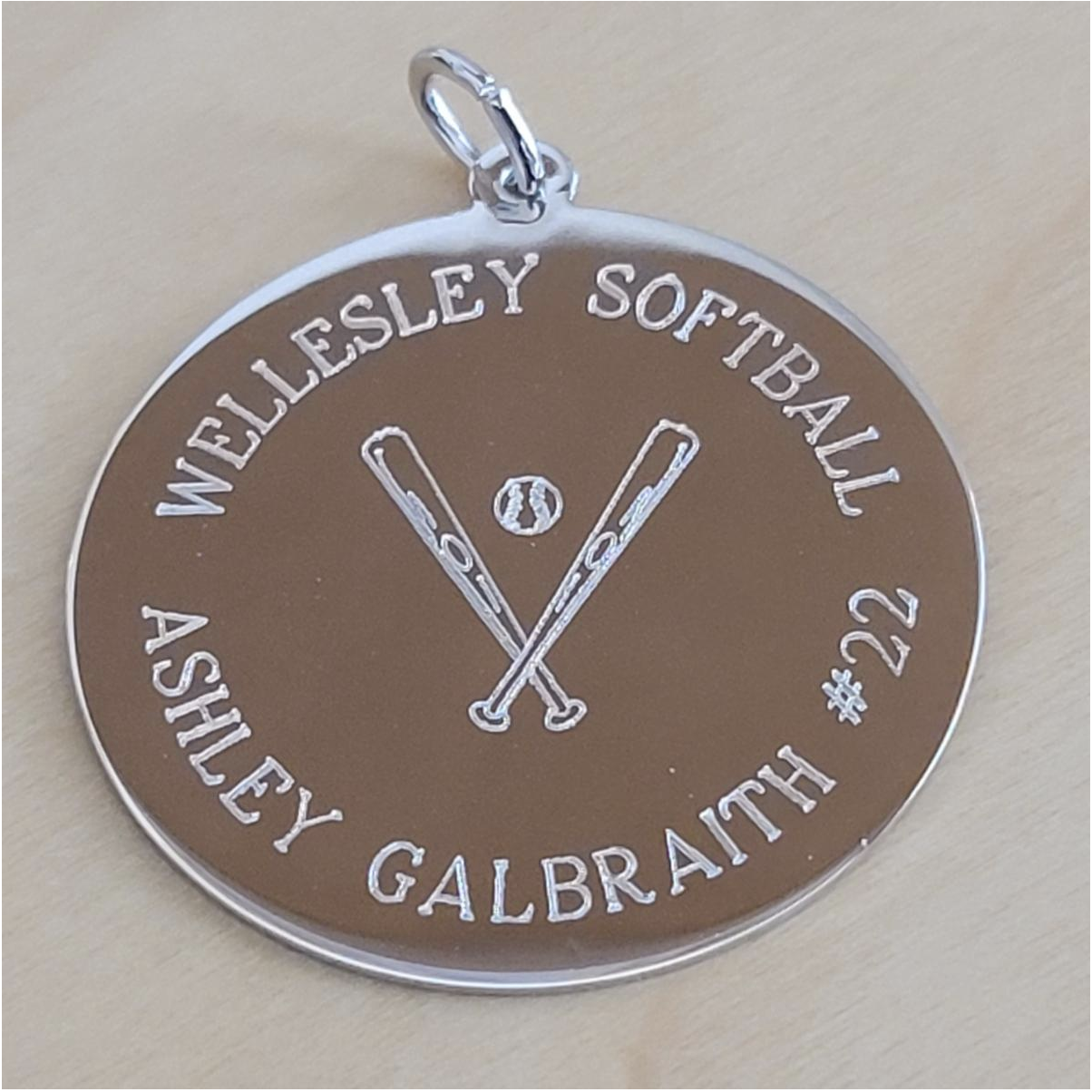 Custom personalized sports necklace in sterling silver.