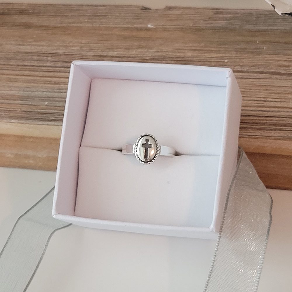 Christening ring for baby boys in sterling silver