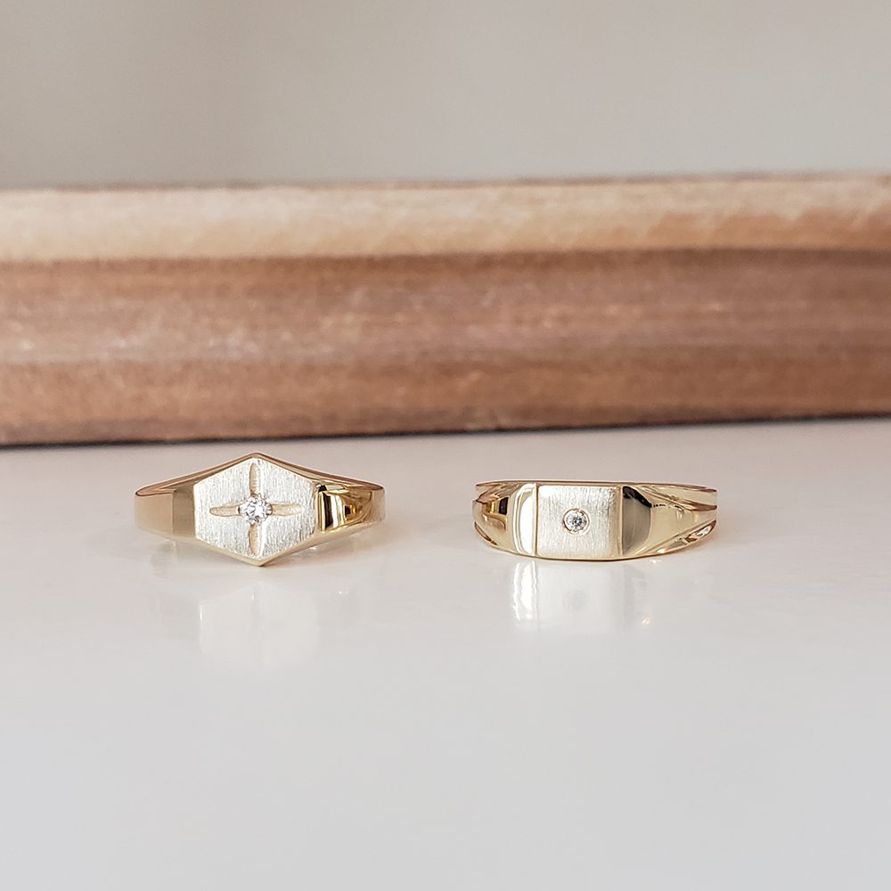Gold baby rings with diamonds for boys