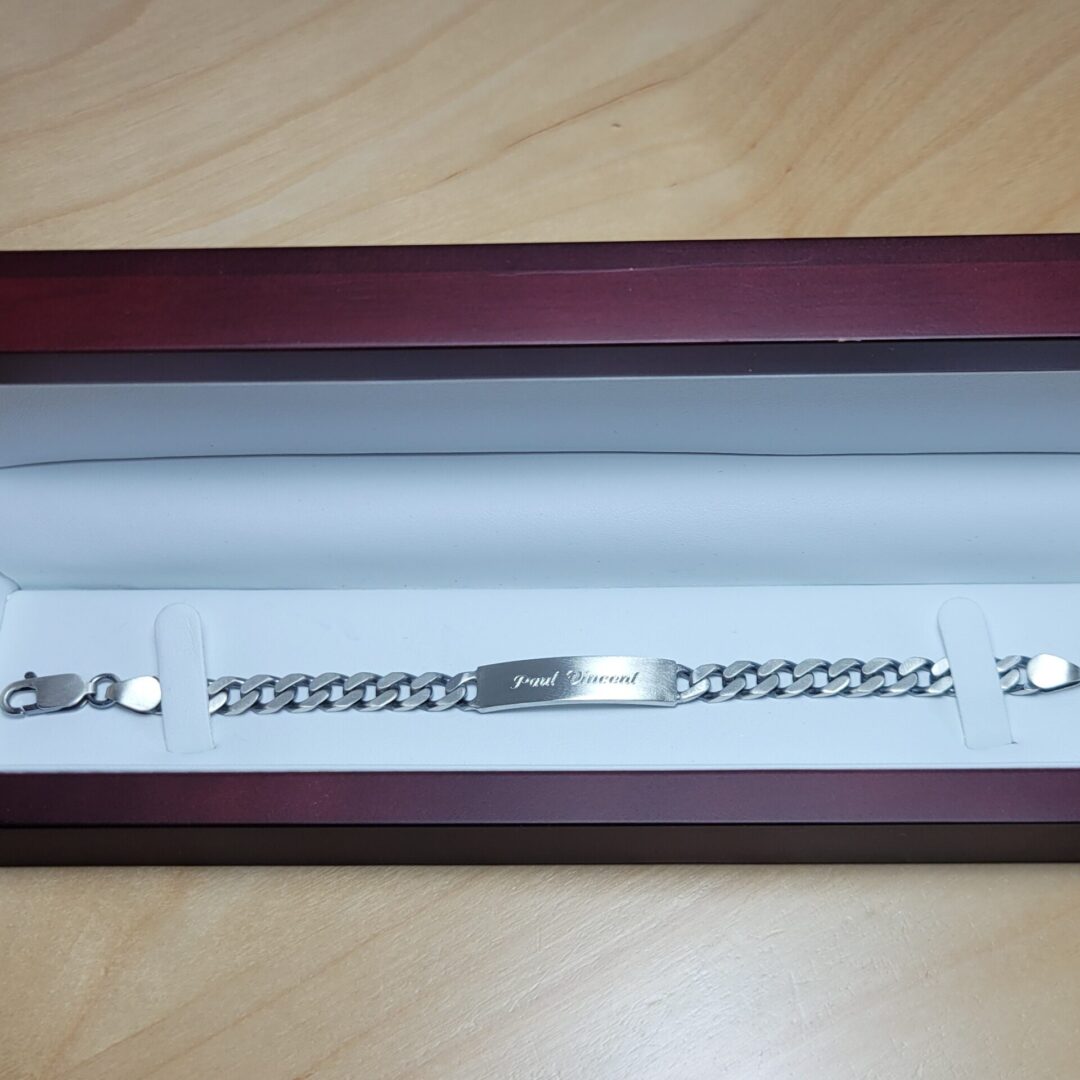 Rugged boys silver personalized bracelets