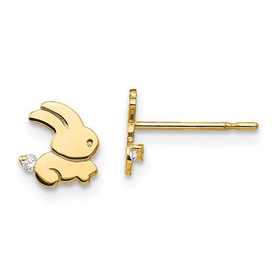 Gold bunny earrings for Easter Sunday.