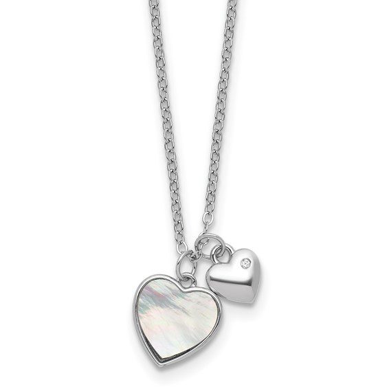 Mother of Pearl Silver Heart Margot Necklace