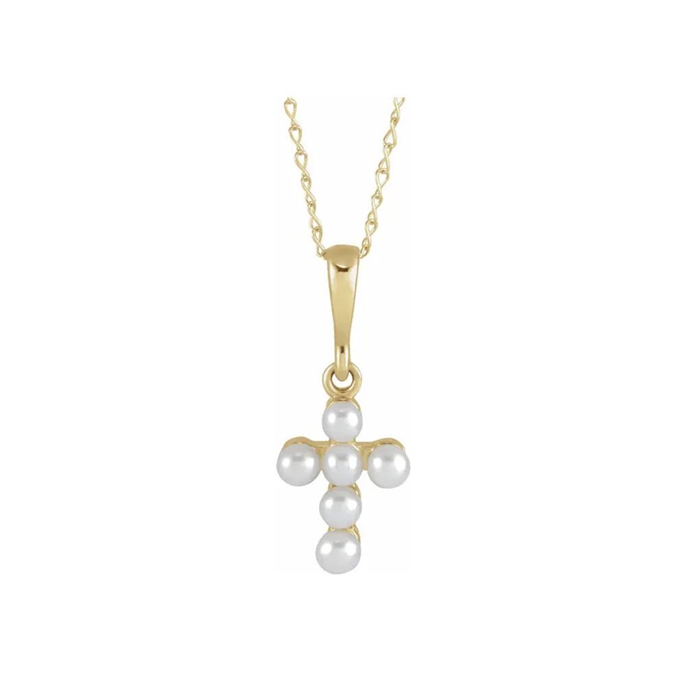 Pearl cross necklace for children